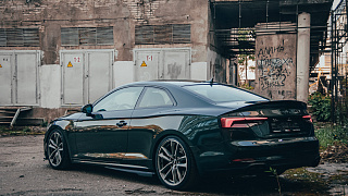 BLACKOUT EDITION Спойлер-Лип (черный глянец) Audi A5 (кузов F5) (2016-2020) + УСТАНОВОЧНЫЙ КОМПЛЕКТ